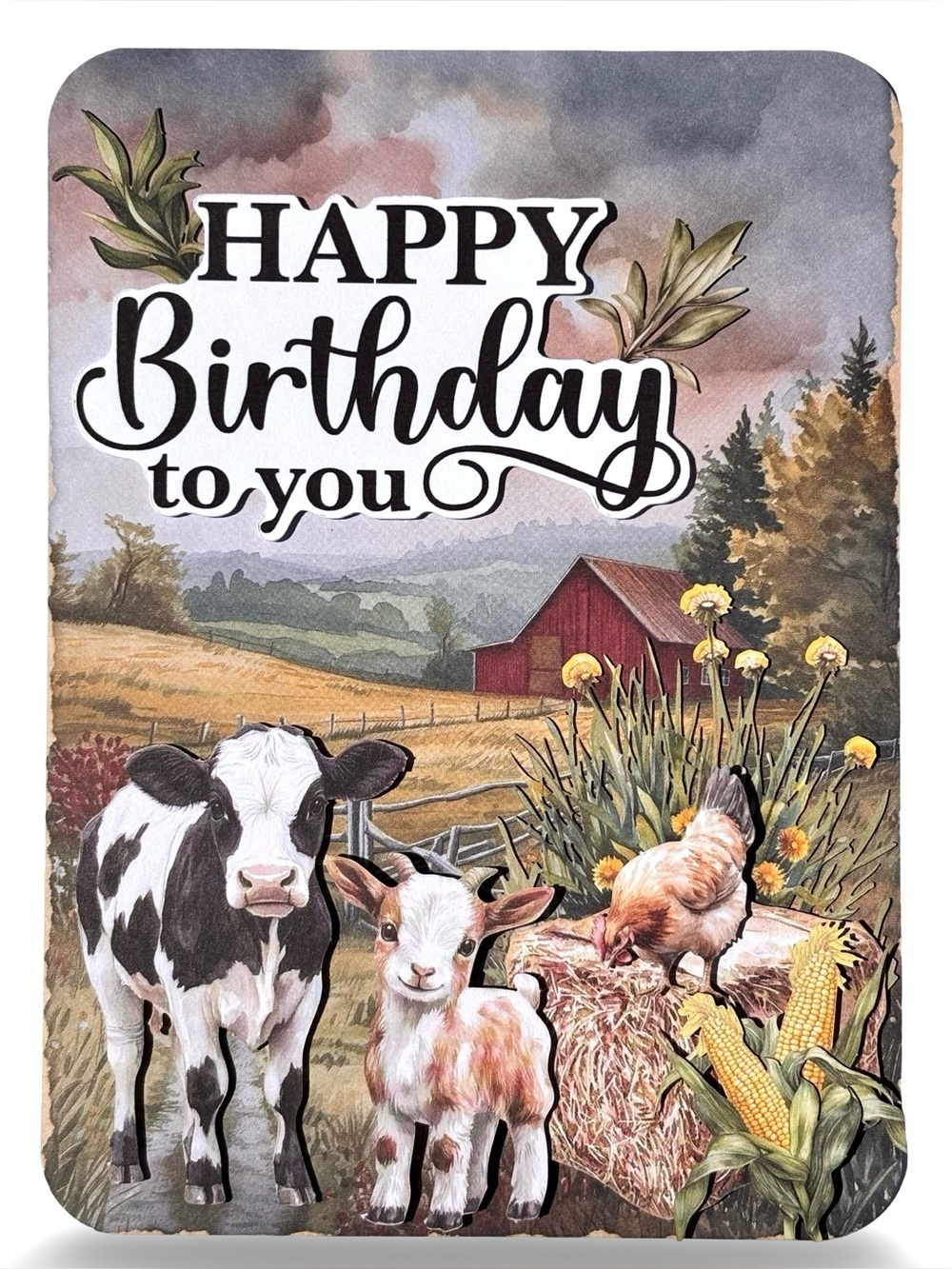 Handmade Farmhouse Birthday Greeting Card